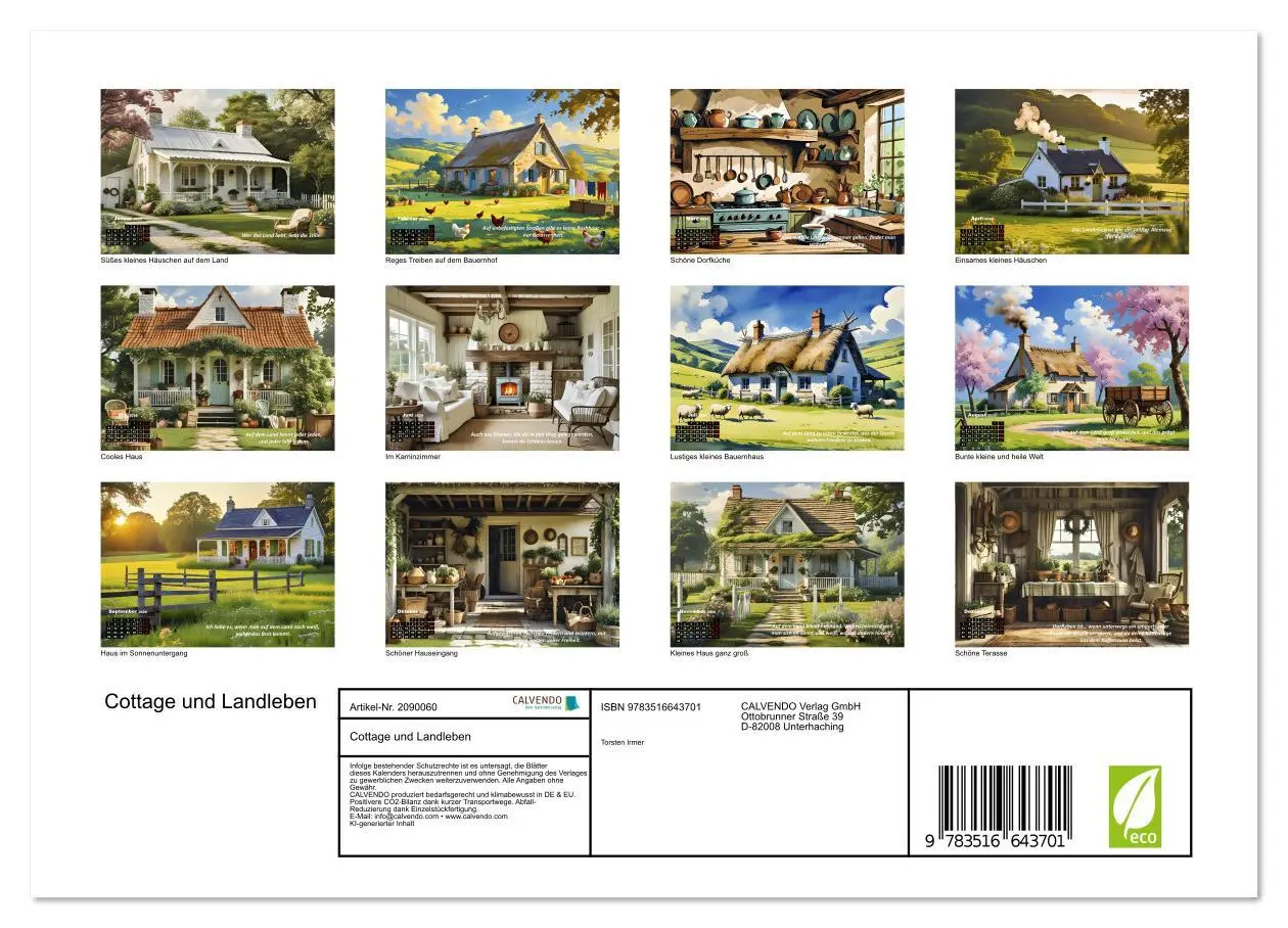 Bild: 9783516643701 | Cottage und Landleben (Wandkalender 2026 DIN A4 quer), CALVENDO...