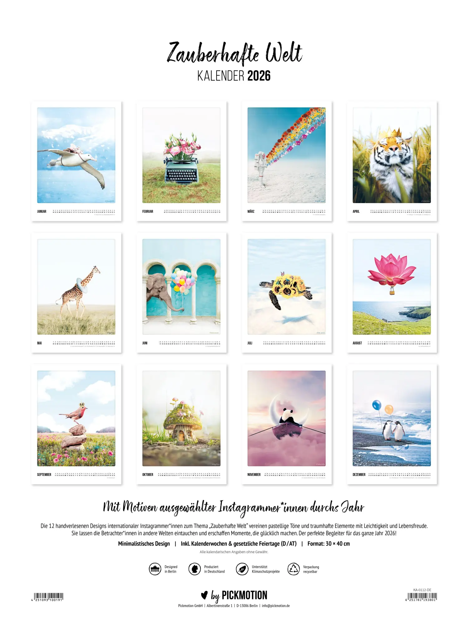 Bild: 4251781193801 | Wandkalender 2026 - Zauberhafte Welt | Pickmotion | Kalender | Deutsch