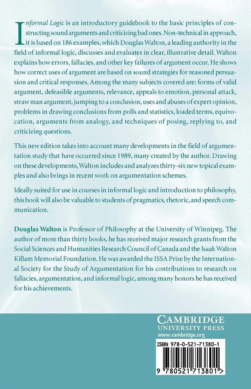 Rückseite: 9780521713801 | Informal Logic | A Pragmatic Approach | Douglas Walton | Taschenbuch