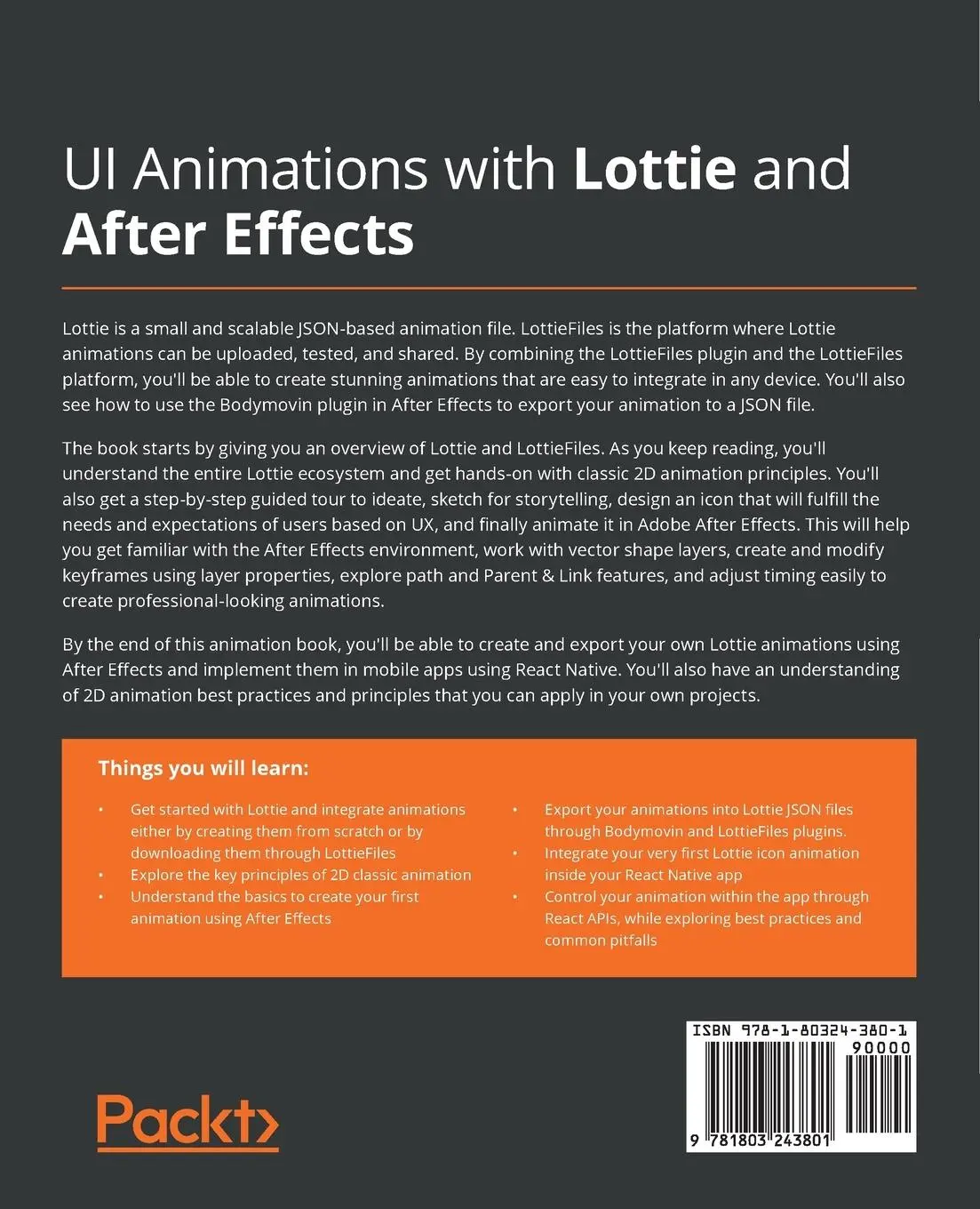Rückseite: 9781803243801 | UI Animations with Lottie and After Effects | Ruiz (u. a.) | Buch