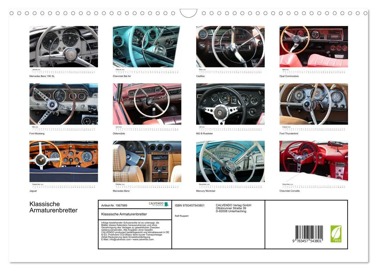 Bild: 9783457543801 | Klassische Armaturenbretter (Wandkalender 2026 DIN A3 quer),...