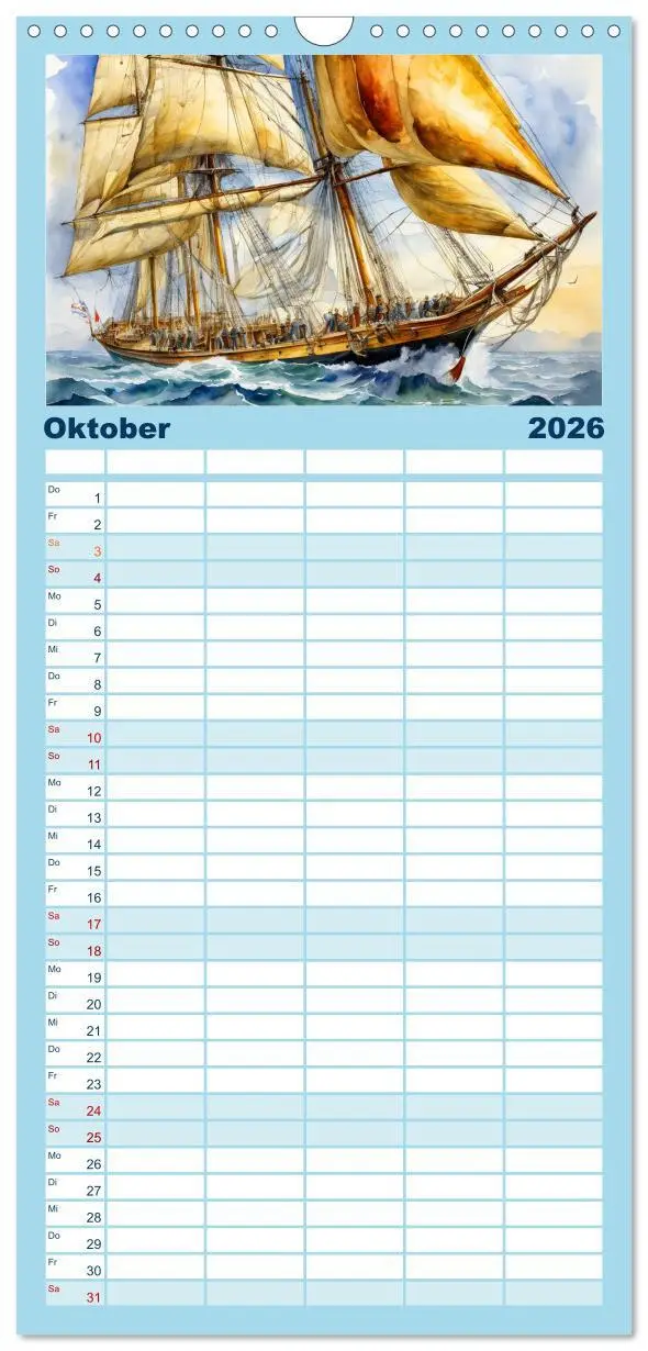 Bild: 9783516493801 | Familienplaner 2026 - Großsegler aus vergangenen Zeiten mit 5...