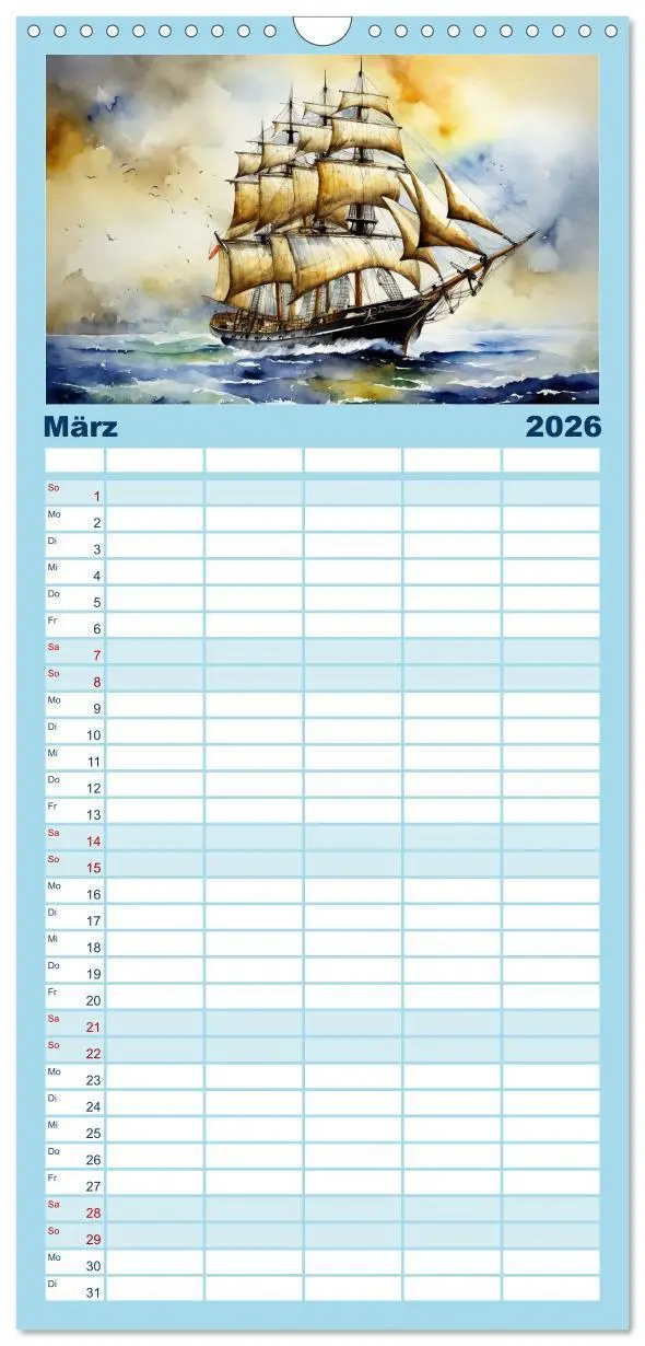 Bild: 9783516493801 | Familienplaner 2026 - Großsegler aus vergangenen Zeiten mit 5...