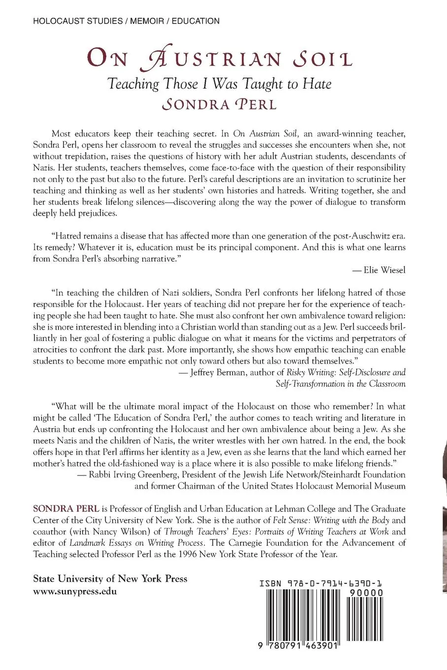Rückseite: 9780791463901 | On Austrian Soil | Teaching Those I Was Taught to Hate | Sondra Perl