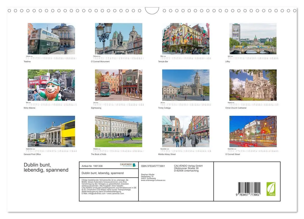 Bild: 9783457773901 | Dublin bunt, lebendig, spannend (Wandkalender 2026 DIN A3 quer),...