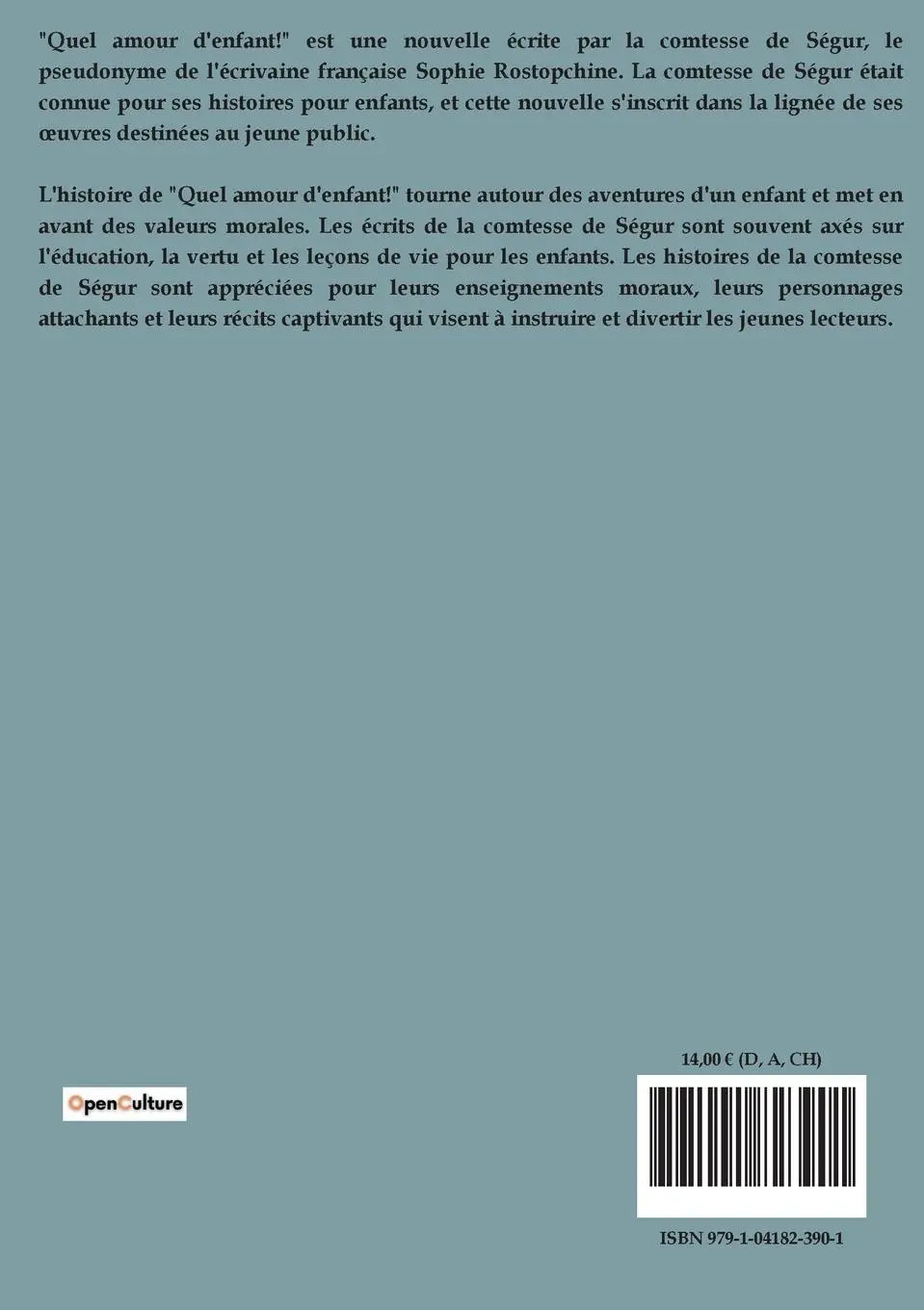 Rückseite: 9791041823901 | Quel amour d'enfant! | Comtesse de Ségur | Taschenbuch | Französisch