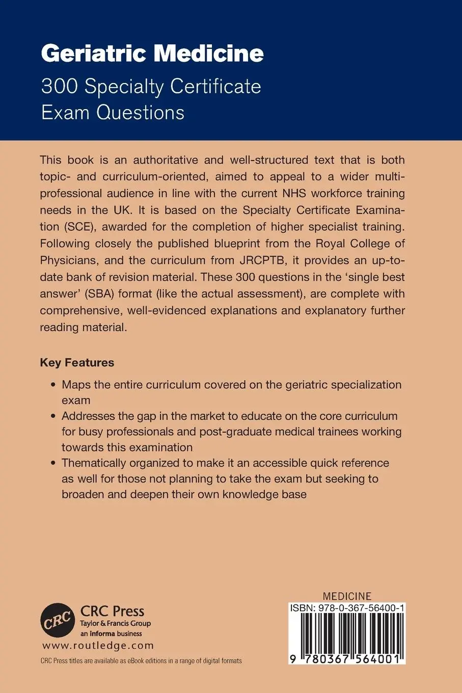 Rückseite: 9780367564001 | Geriatric Medicine | 300 Specialty Certificate Exam Questions | Buch