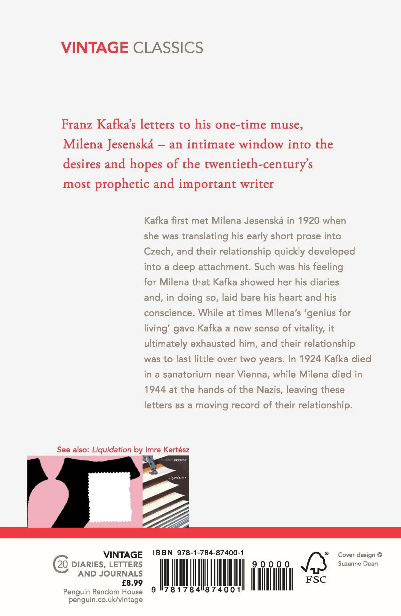 Rückseite: 9781784874001 | Letters to Milena | Franz Kafka | Taschenbuch | Vintage Classics