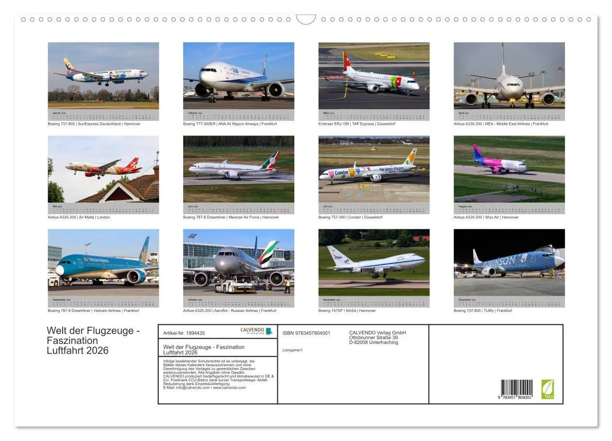 Bild: 9783457804001 | Welt der Flugzeuge - Faszination Luftfahrt 2026 (Wandkalender 2026...