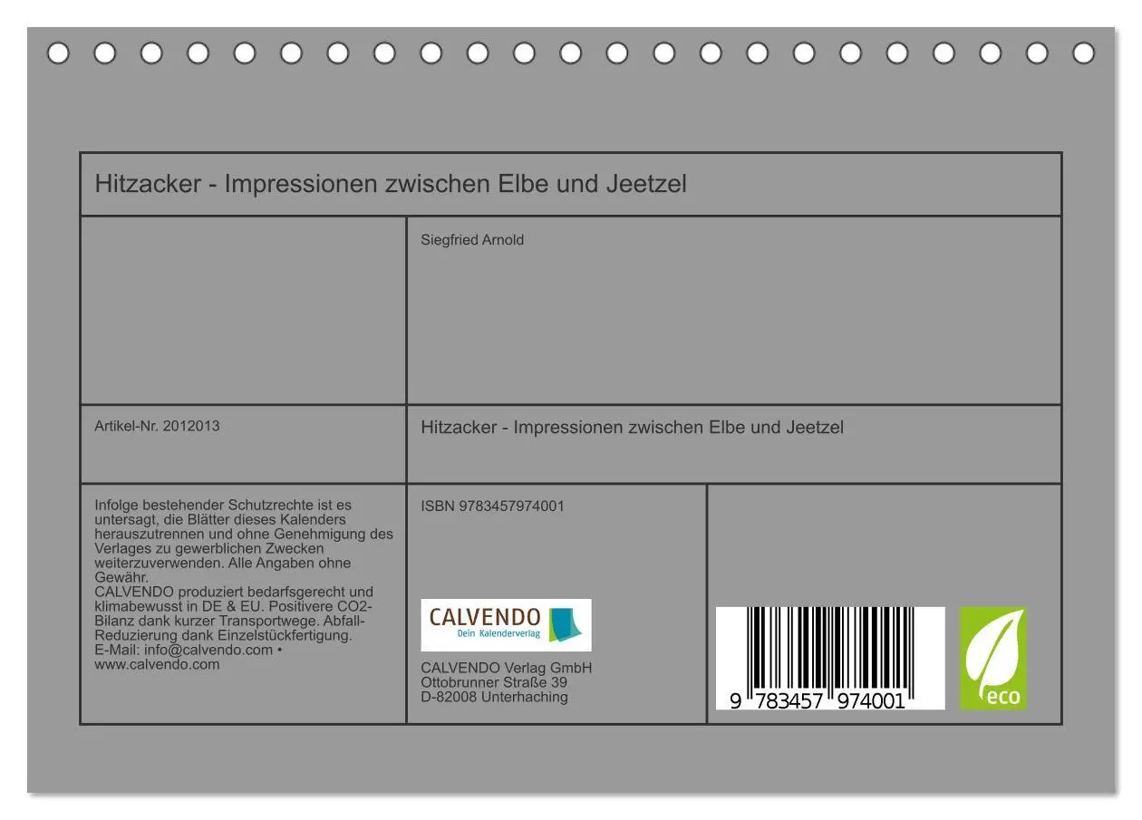 Bild: 9783457974001 | Hitzacker - Impressionen zwischen Elbe und Jeetzel (Tischkalender...