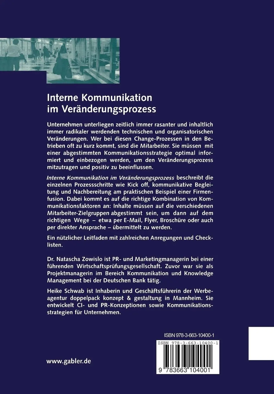 Rückseite: 9783663104001 | Interne Kommunikation im Veränderungsprozess | Zowislo (u. a.) | Buch