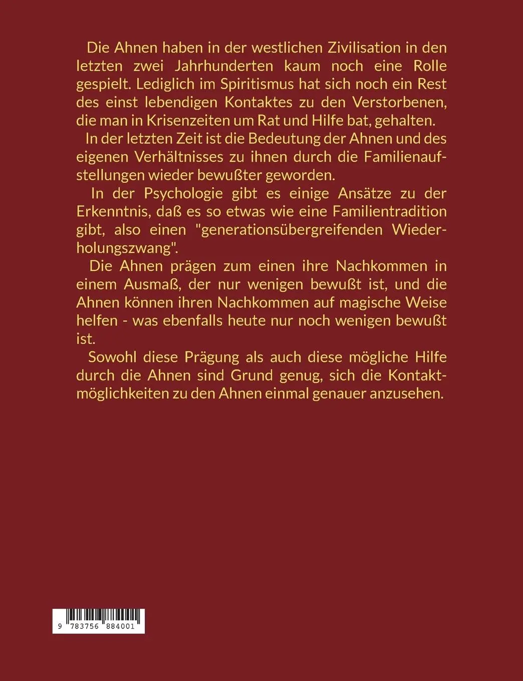 Rückseite: 9783756884001 | Ahnen-Kontakte für Anfänger | Harry Eilenstein | Taschenbuch | 52 S.