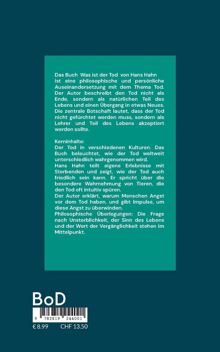 Rückseite: 9783819244001 | Was ist der Tod | Hans J. Hahn | Taschenbuch | 104 S. | Deutsch | 2025