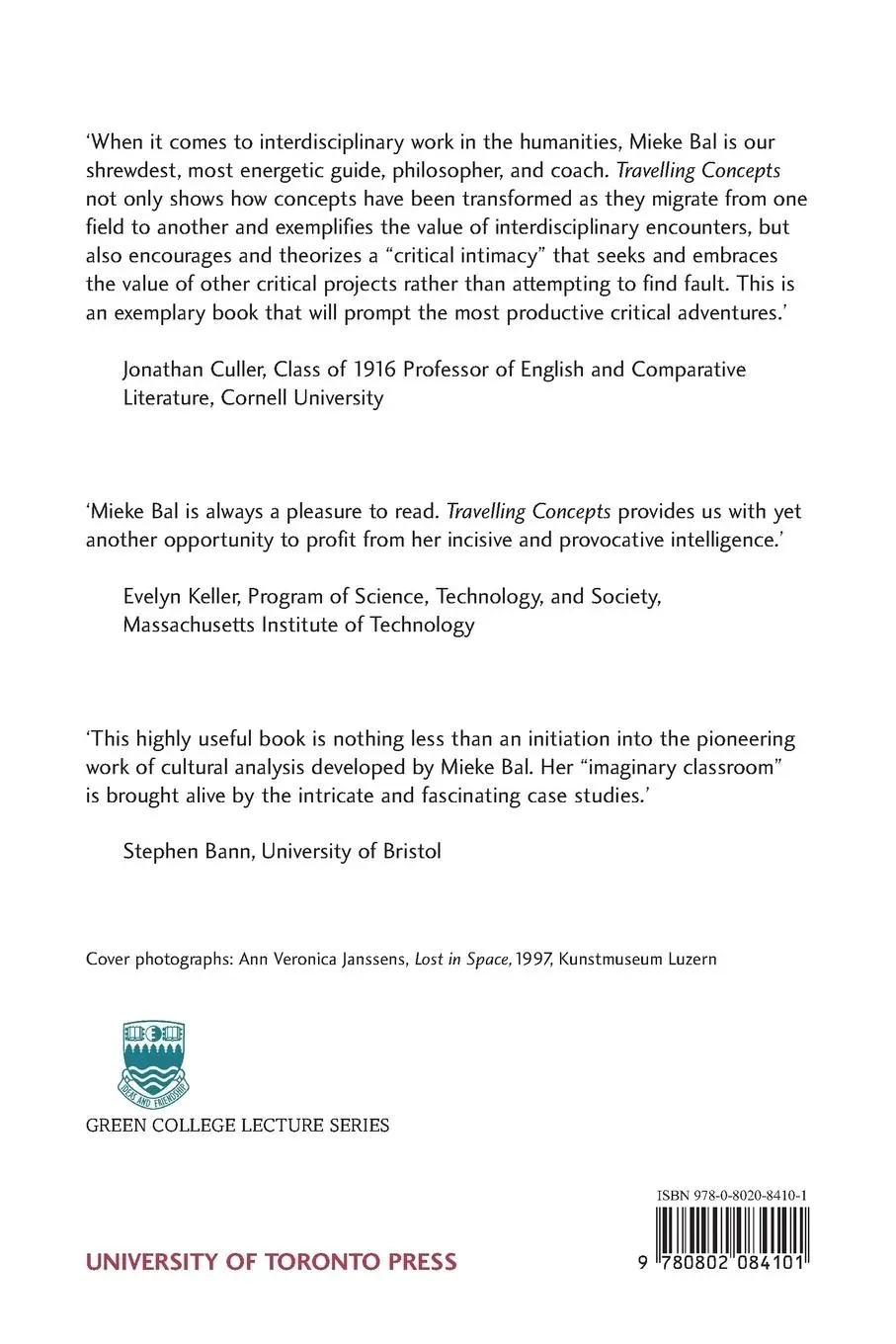 Rückseite: 9780802084101 | Travelling Concepts in the Humanities | A Rough Guide | Mieke Bal