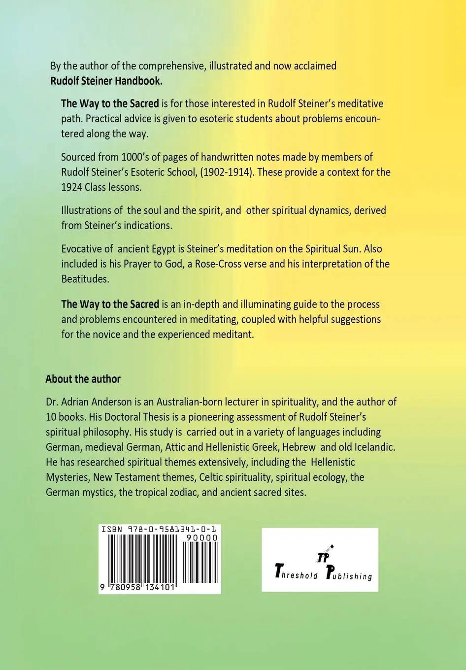 Rückseite: 9780958134101 | The Way to the Sacred | Adrian Anderson | Taschenbuch | Englisch