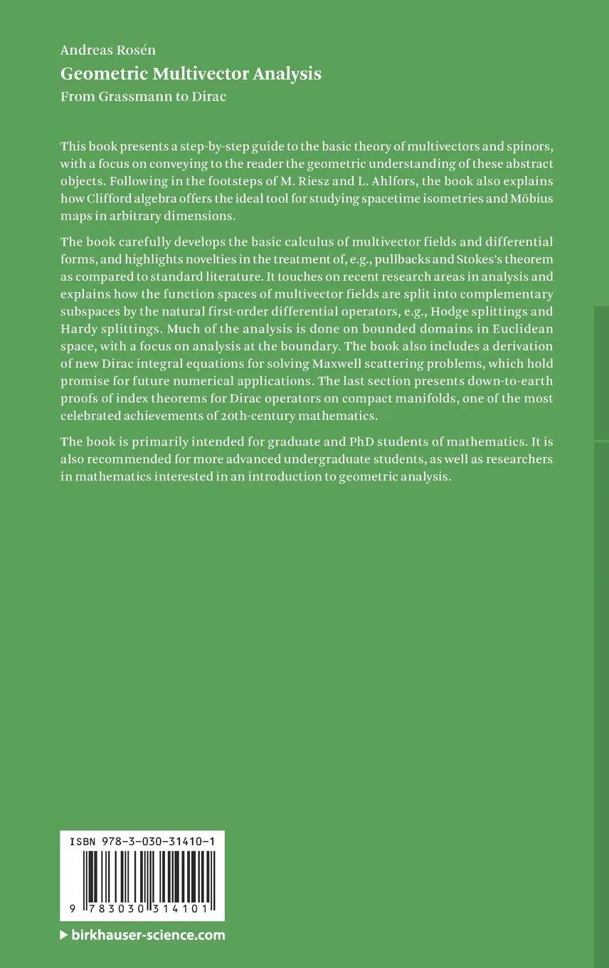 Rückseite: 9783030314101 | Geometric Multivector Analysis | From Grassmann to Dirac | Rosén