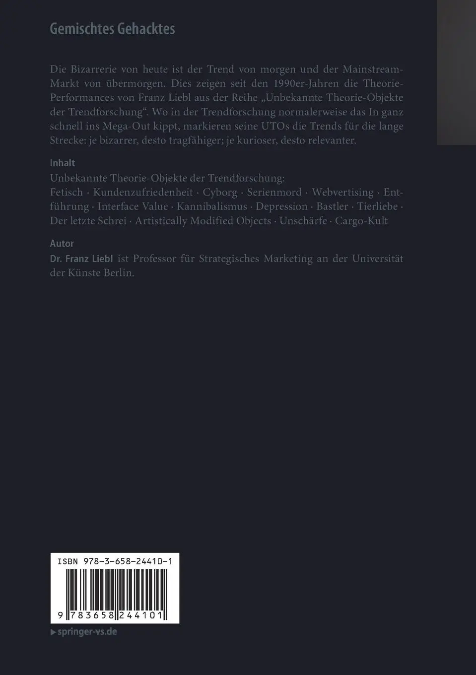 Rückseite: 9783658244101 | Gemischtes Gehacktes | Unbekannte Theorie-Objekte der Trendforschung