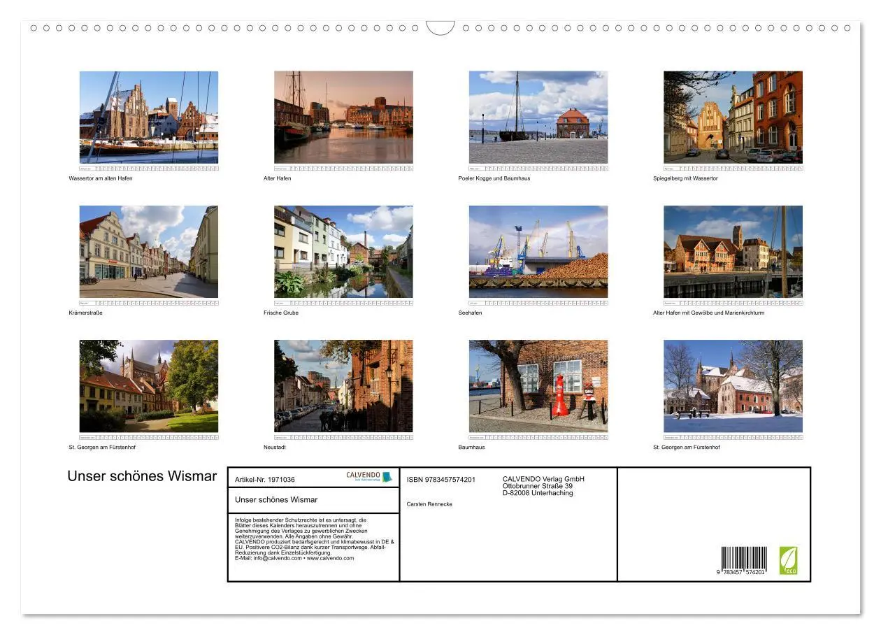 Bild: 9783457574201 | Unser schönes Wismar (Wandkalender 2026 DIN A2 quer), CALVENDO...