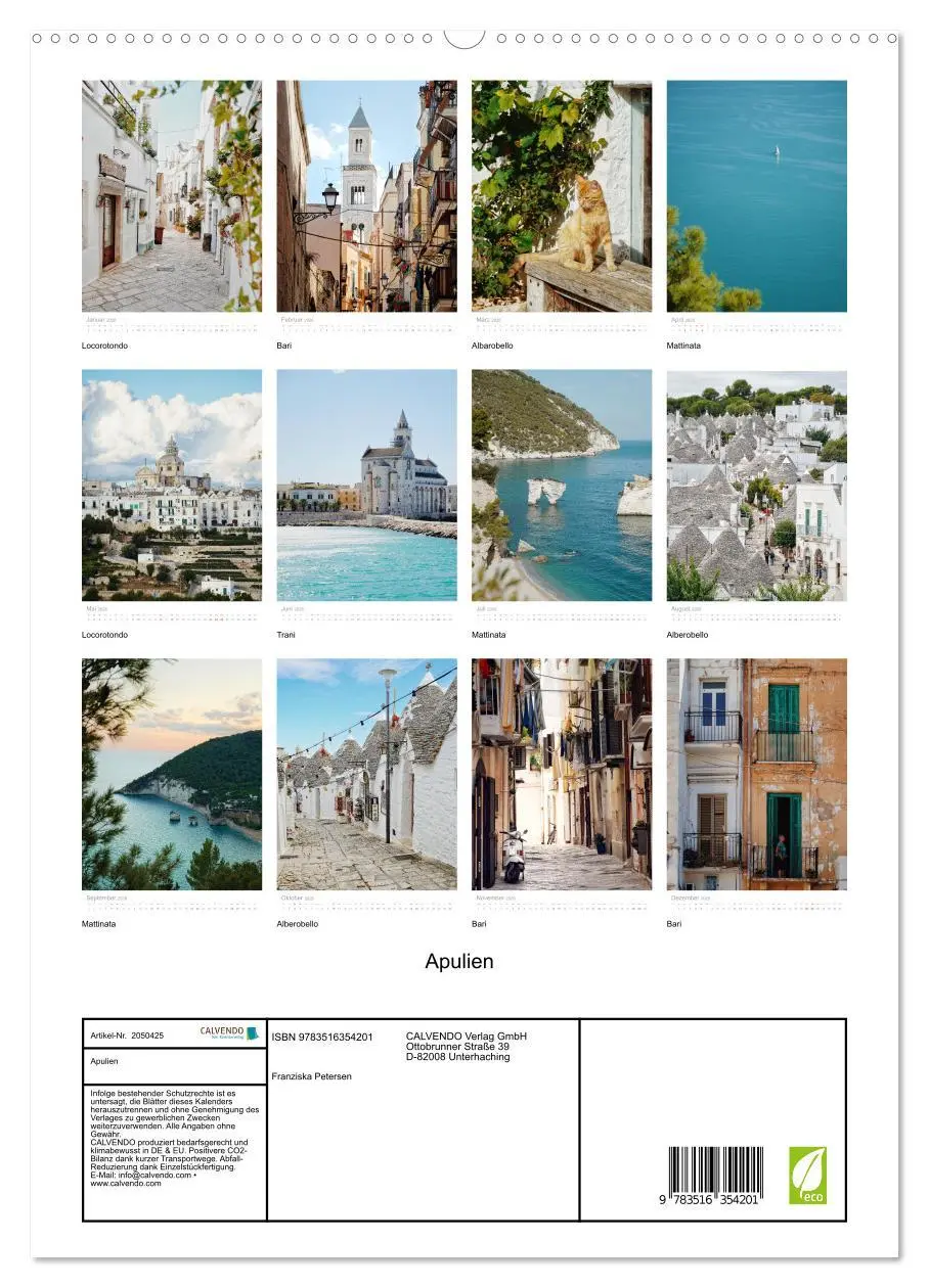 Bild: 9783516354201 | Apulien (hochwertiger Premium Wandkalender 2026 DIN A2 hoch),...