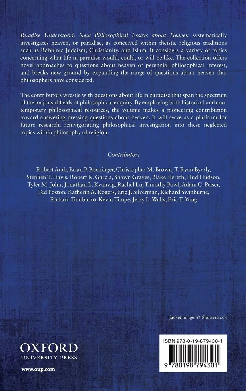 Rückseite: 9780198794301 | Paradise Understood | New Philosophical Essays about Heaven | Byerly