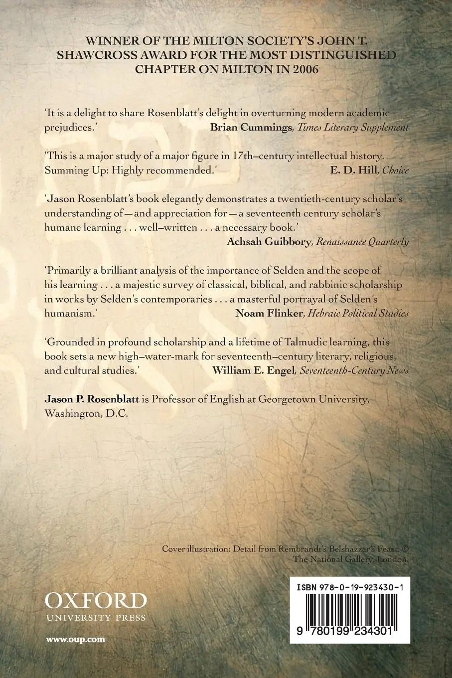 Rückseite: 9780199234301 | RENAIS ENGLAND CHIEF RABBI JOHN SELDON P | Jason Rosenblatt | Buch