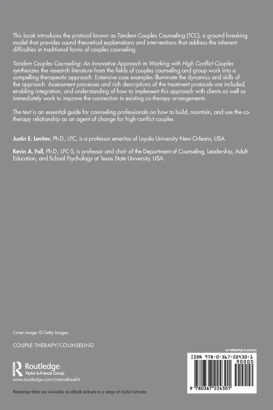 Rückseite: 9780367224301 | Tandem Couples Counseling | Justin E. Levitov (u. a.) | Taschenbuch