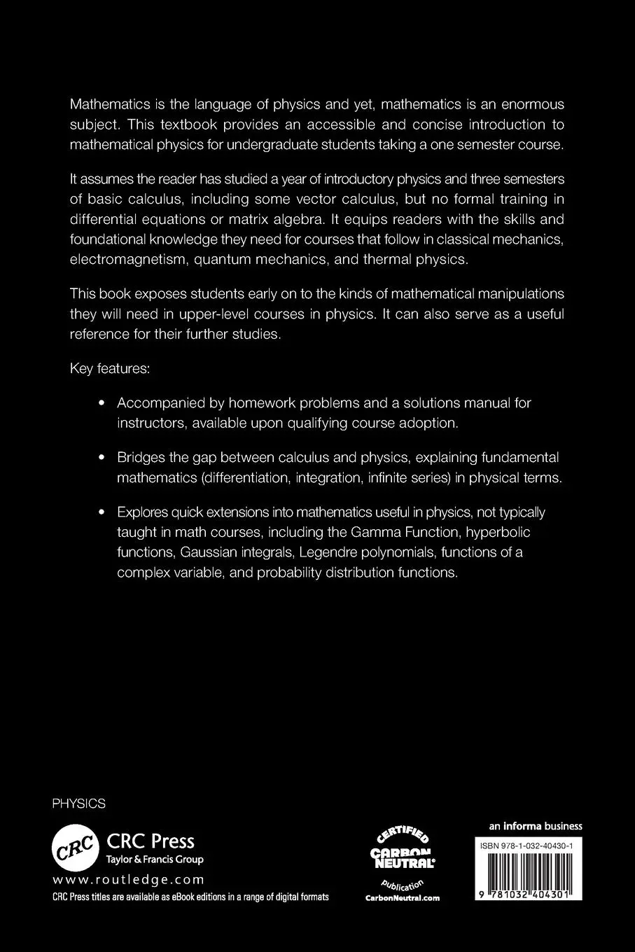 Rückseite: 9781032404301 | A Short Introduction to Mathematical Concepts in Physics | Napolitano