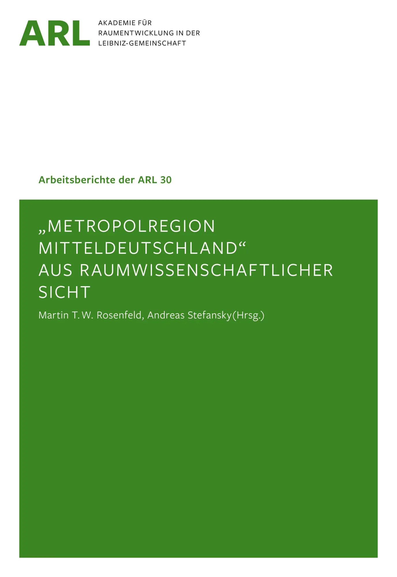 Cover: 9783888384301 | Metropolregion Mitteldeutschland aus raumwissenschaftlicher Sicht