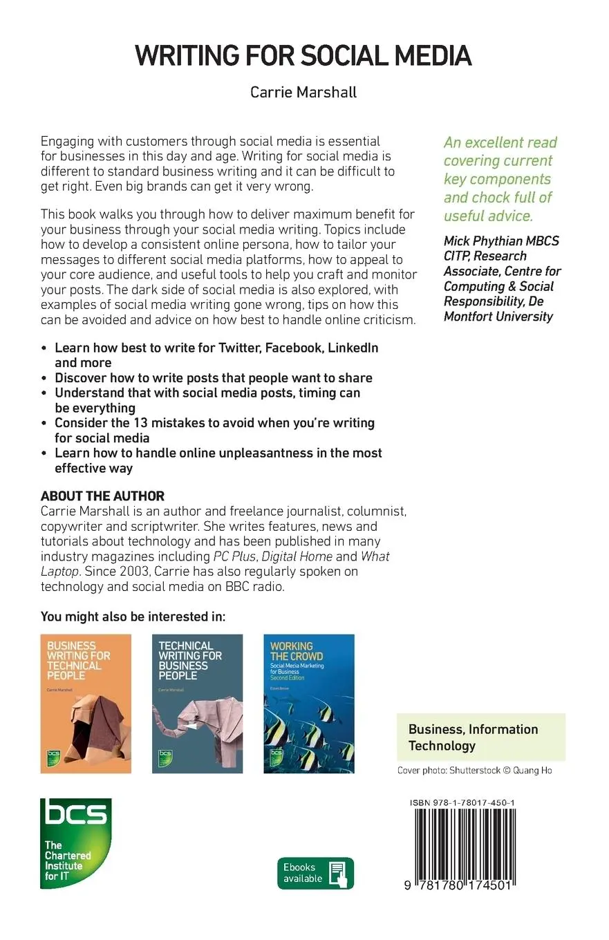 Rückseite: 9781780174501 | Writing for Social Media | Carrie Marshall | Taschenbuch | Paperback