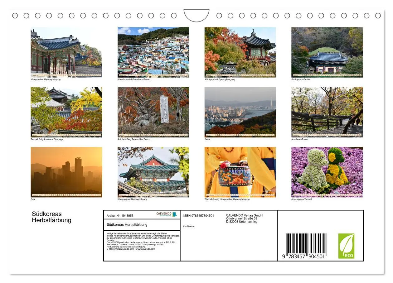 Bild: 9783457304501 | Südkoreas Herbstfärbung (Wandkalender 2026 DIN A4 quer), CALVENDO...
