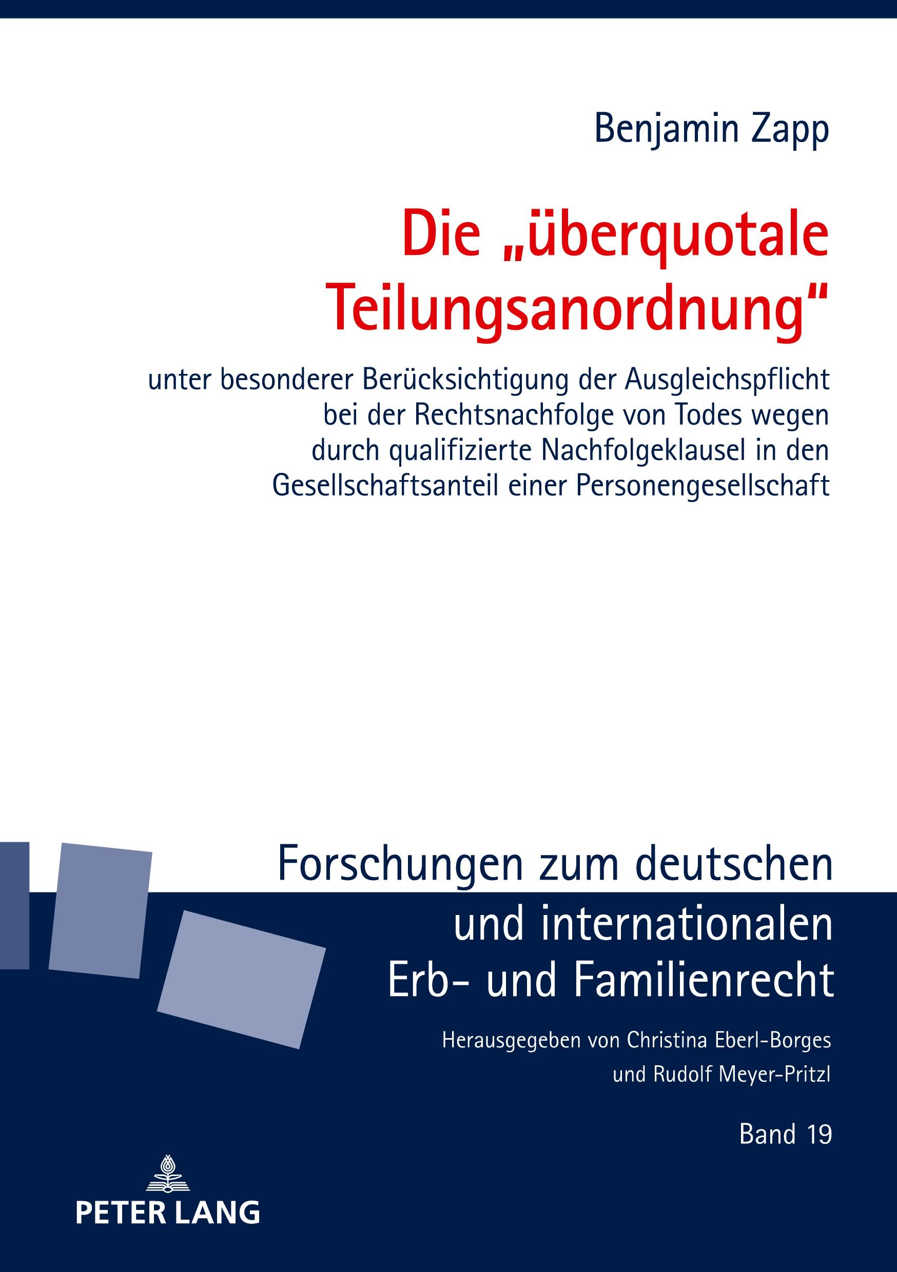 Cover: 9783631924501 | Die "überquotale Teilungsanordnung" | Benjamin Zapp | Buch | 162 S.