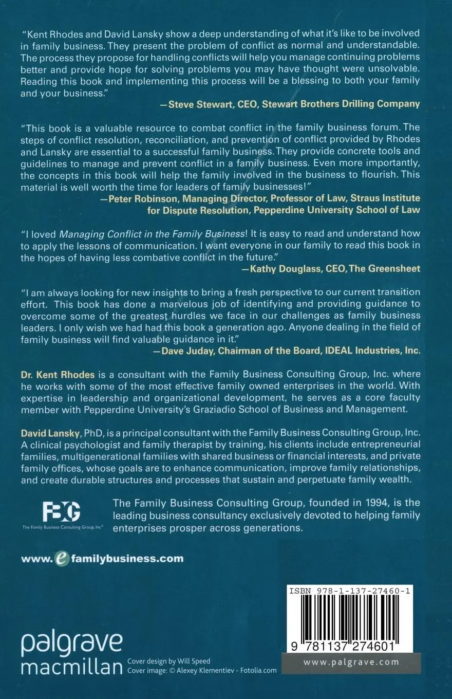 Rückseite: 9781137274601 | Managing Conflict in the Family Business | K. Rhodes (u. a.) | Buch