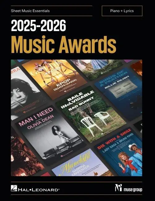 Cover: 9798350174601 | 2025-2026 Music Awards - Sheet Music Essentials for Piano + Lyrics