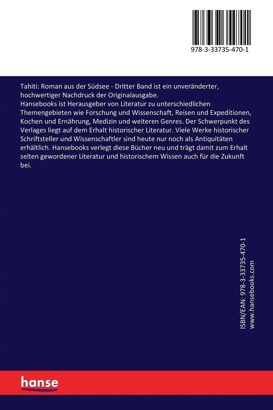 Rückseite: 9783337354701 | Tahiti: Roman aus der Südsee | Dritter Band | Friedrich Gerstäcker