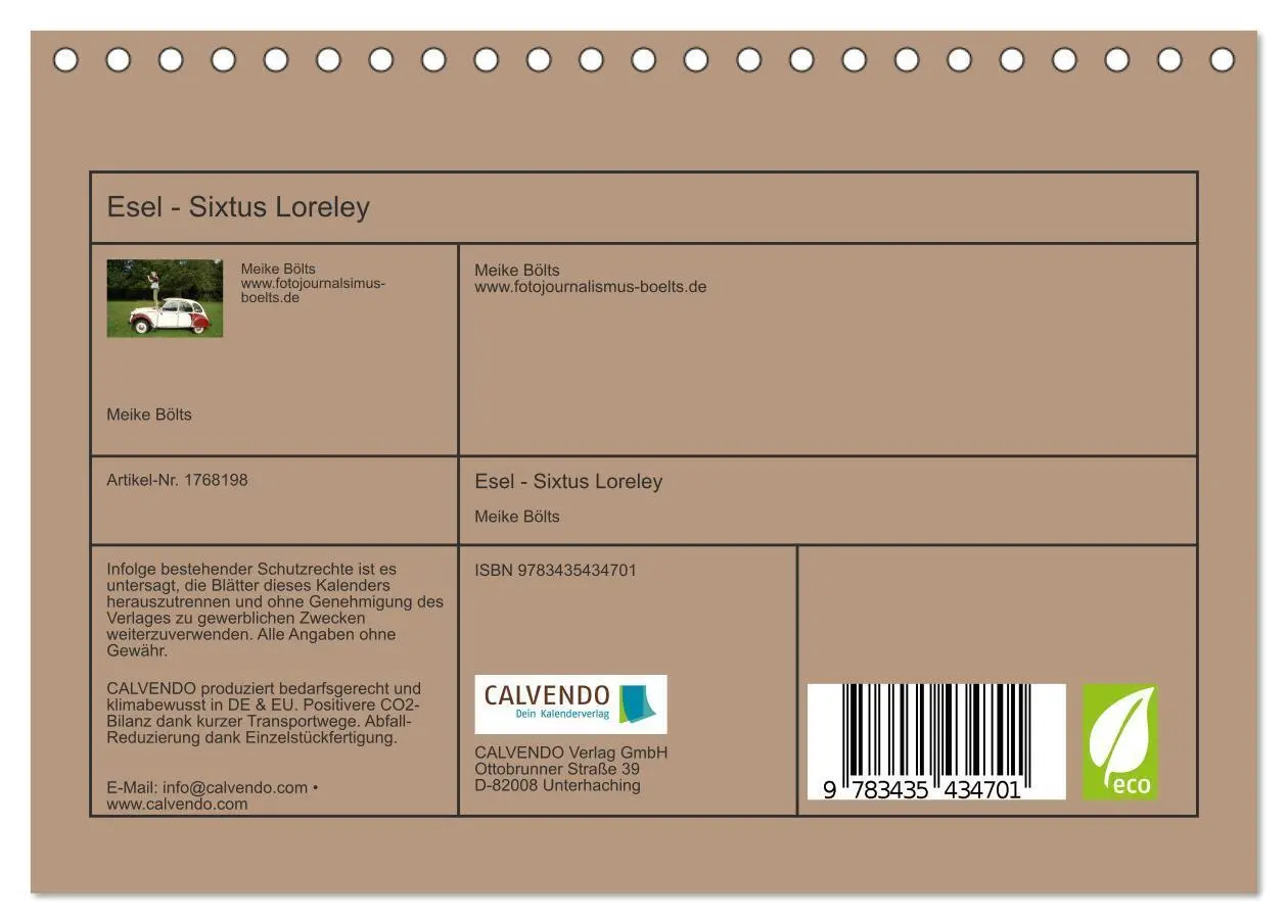 Bild: 9783435434701 | Esel - Sixtus Loreley (Tischkalender 2025 DIN A5 quer), CALVENDO...