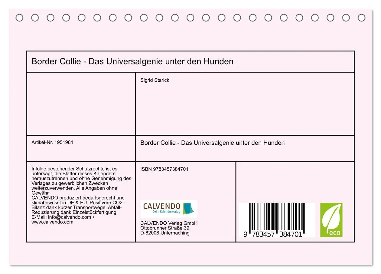 Bild: 9783457384701 | Border Collie - Das Universalgenie unter den Hunden (Tischkalender...
