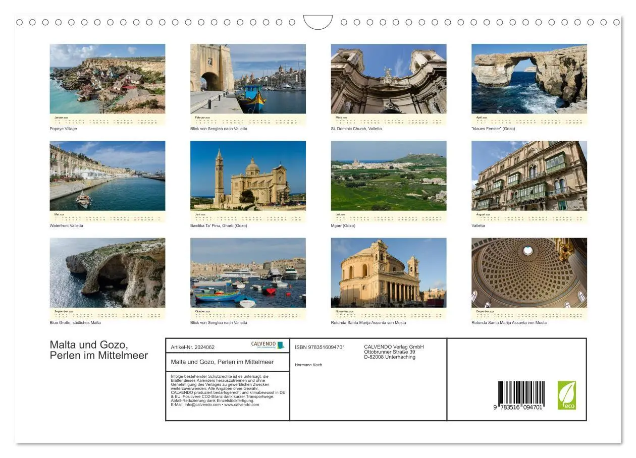Bild: 9783516094701 | Malta und Gozo, Perlen im Mittelmeer (Wandkalender 2026 DIN A3...