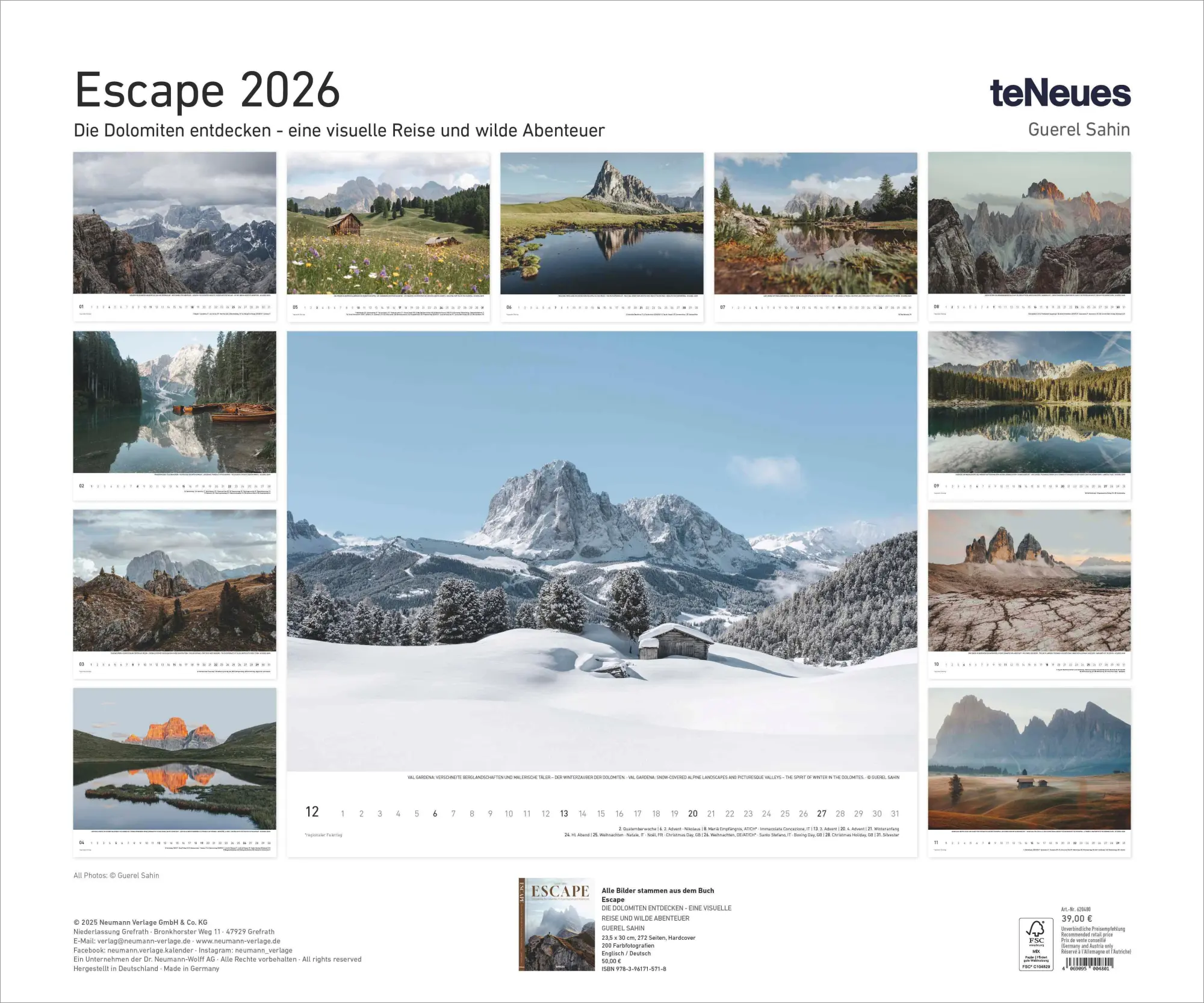 Bild: 4069095004801 | Escape | Guerel Sahin | Kalender | 14 S. | Deutsch | EAN 4069095004801