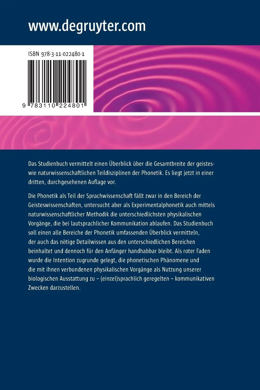 Rückseite: 9783110224801 | Einführung in die Phonetik | Bernd Pompino-Marschall | Taschenbuch