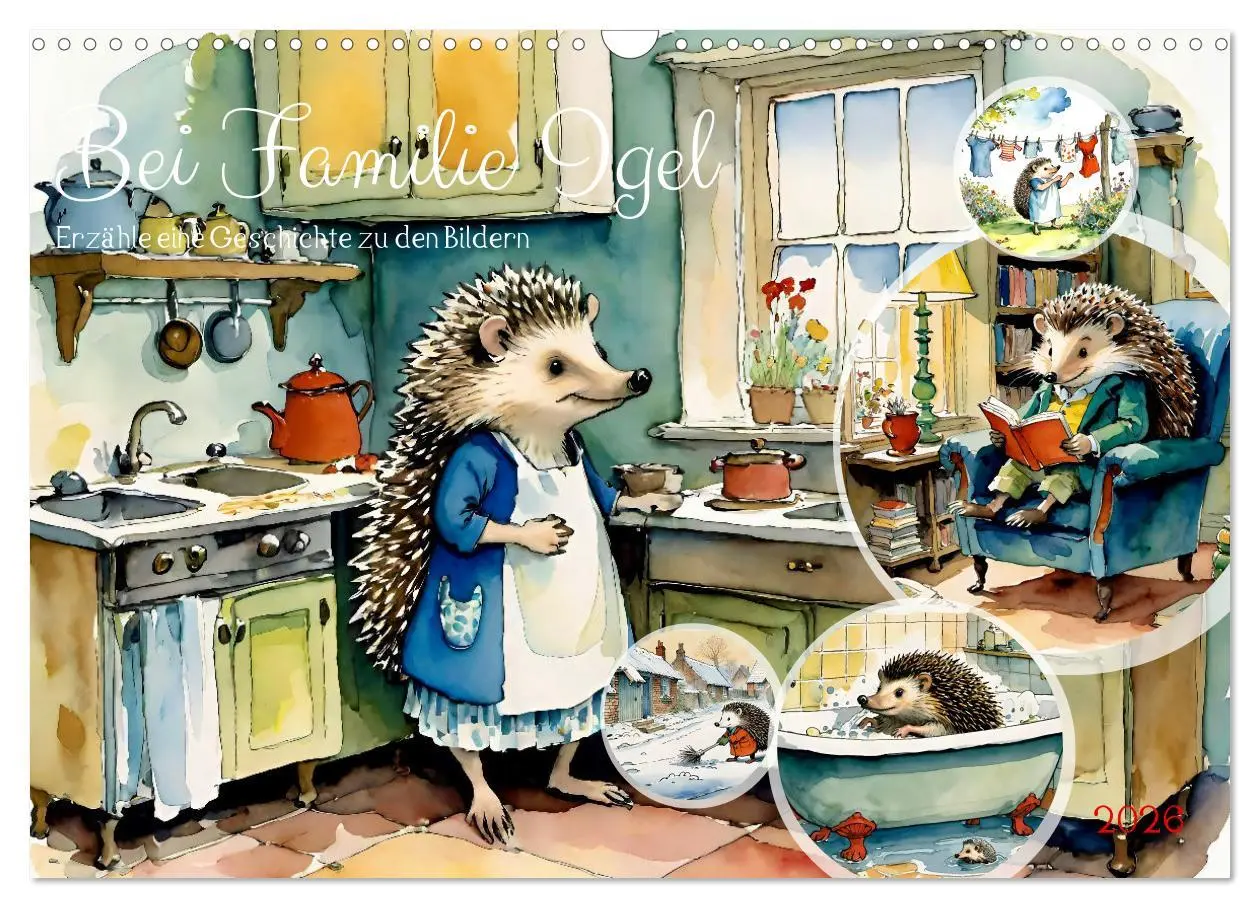 Cover: 9783457444801 | Bei Familie Igel (Wandkalender 2026 DIN A3 quer), CALVENDO...