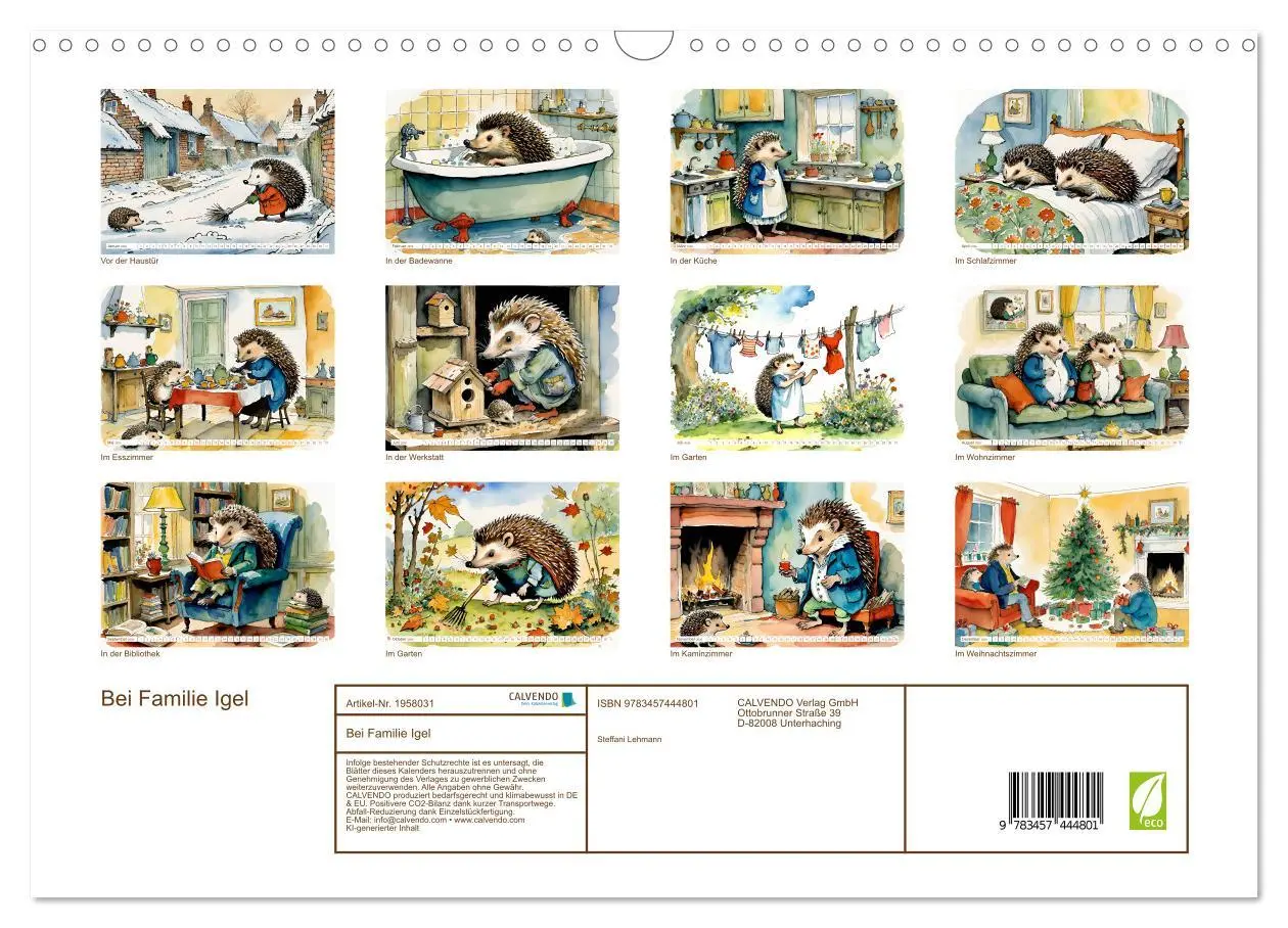 Bild: 9783457444801 | Bei Familie Igel (Wandkalender 2026 DIN A3 quer), CALVENDO...