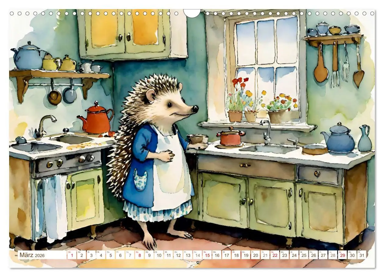 Bild: 9783457444801 | Bei Familie Igel (Wandkalender 2026 DIN A3 quer), CALVENDO...