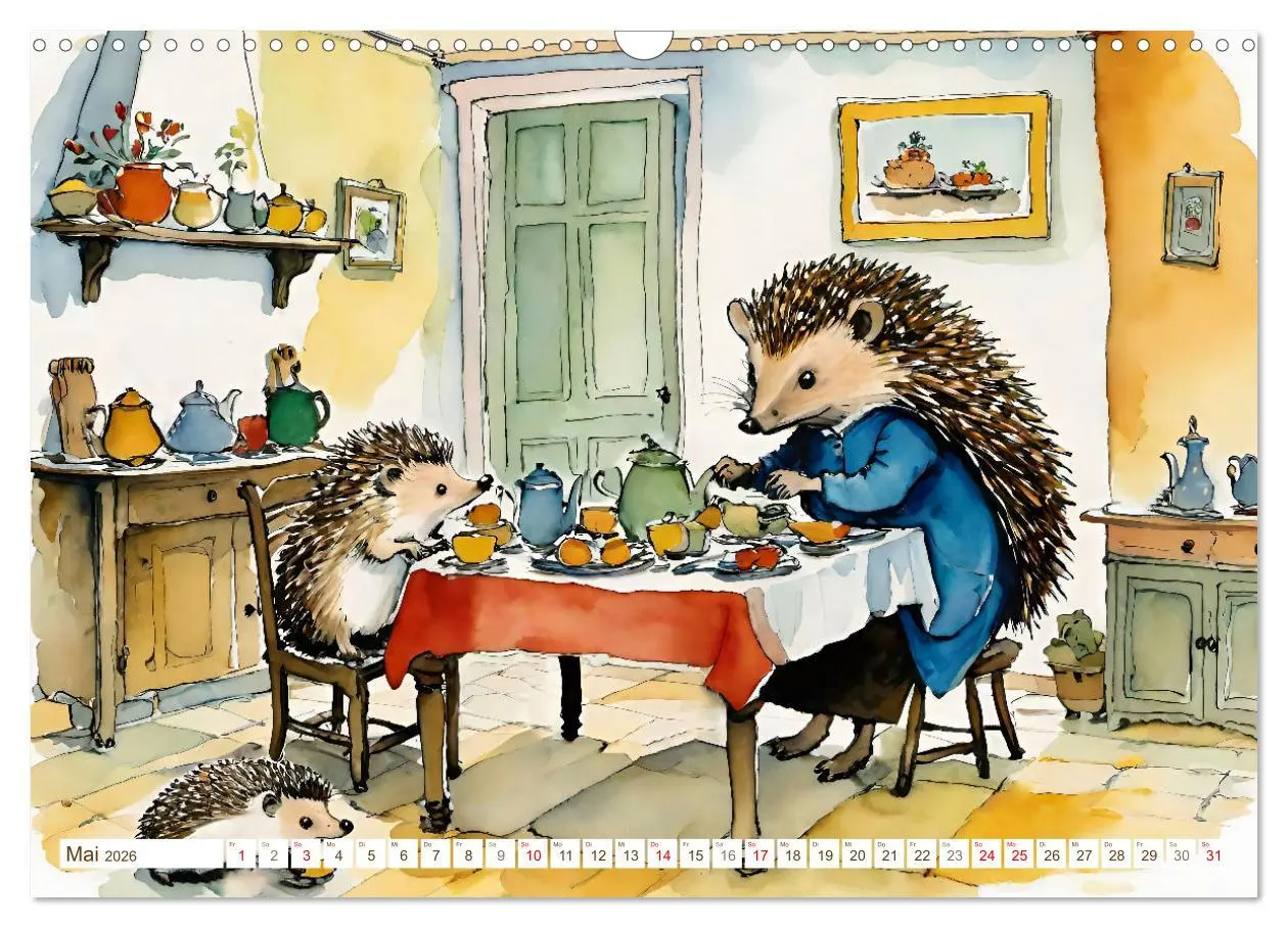 Bild: 9783457444801 | Bei Familie Igel (Wandkalender 2026 DIN A3 quer), CALVENDO...