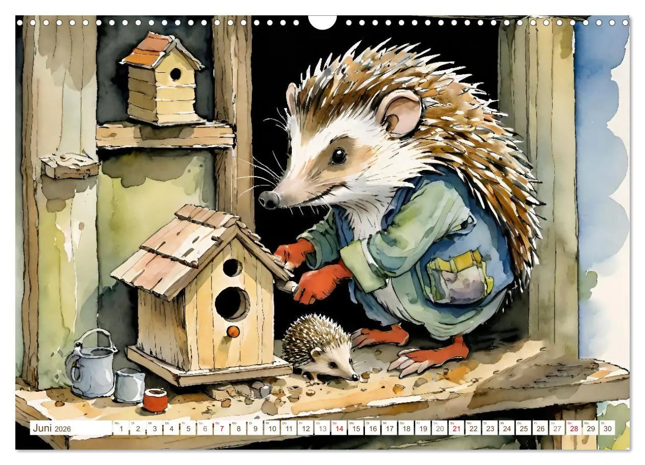 Bild: 9783457444801 | Bei Familie Igel (Wandkalender 2026 DIN A3 quer), CALVENDO...