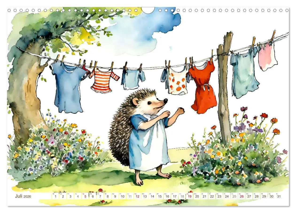 Bild: 9783457444801 | Bei Familie Igel (Wandkalender 2026 DIN A3 quer), CALVENDO...