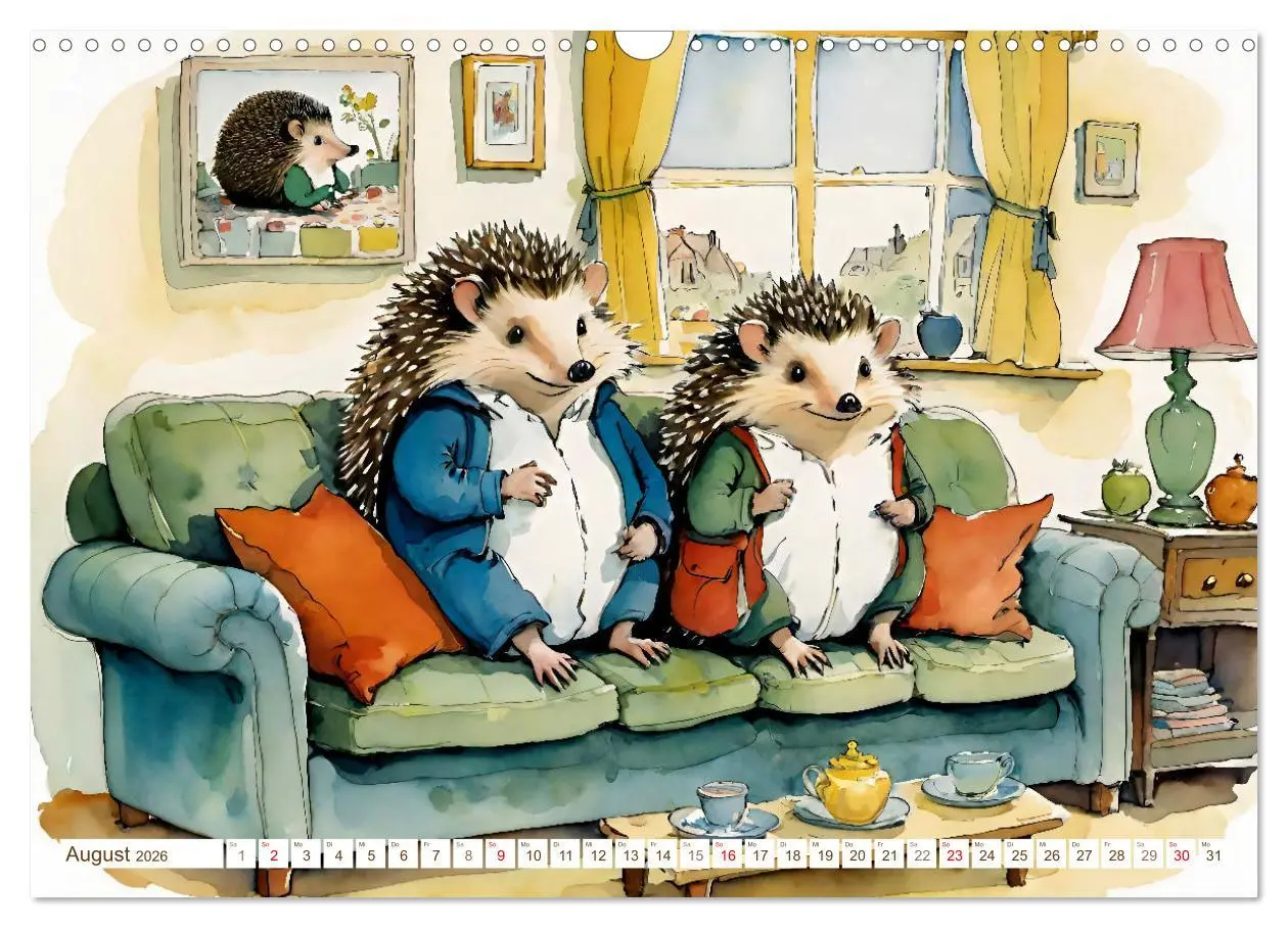 Bild: 9783457444801 | Bei Familie Igel (Wandkalender 2026 DIN A3 quer), CALVENDO...