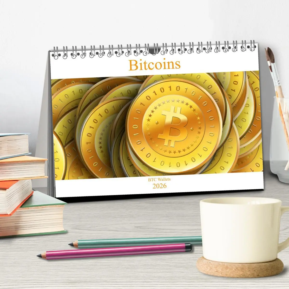 Bild: 9783457824801 | Bitcoins (Tischkalender 2026 DIN A5 quer), CALVENDO Monatskalender