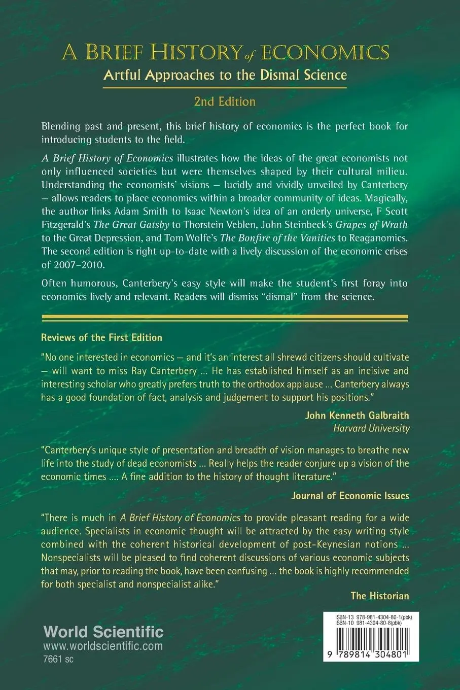 Rückseite: 9789814304801 | BRIEF HISTORY OF ECONOMICS (2ND ED) | Canterbery E Ray | Taschenbuch