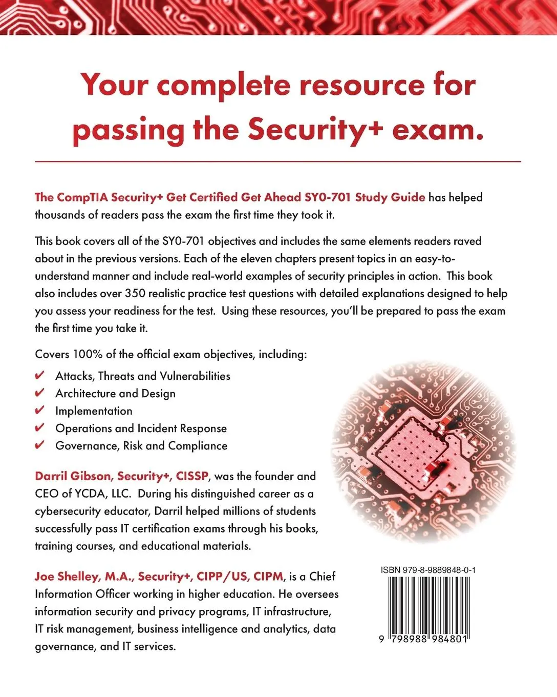 Rückseite: 9798988984801 | CompTIA Security+ Get Certified Get Ahead | SY0-701 Study Guide | Buch