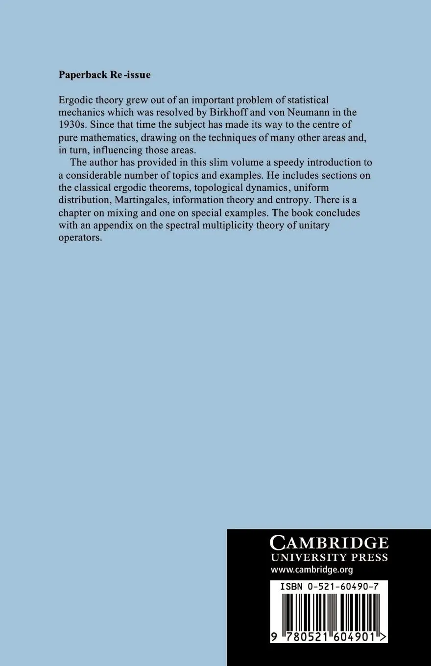 Rückseite: 9780521604901 | Topics in Ergodic Theory | William Parry | Taschenbuch | Englisch